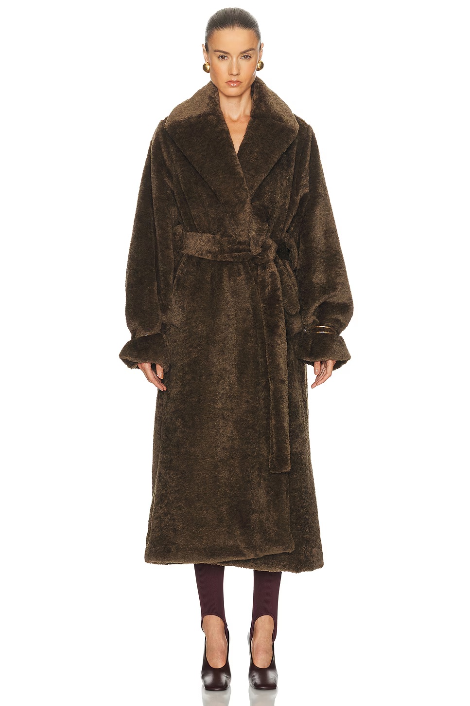 Madison Faux Fur Trench Coat Military Green