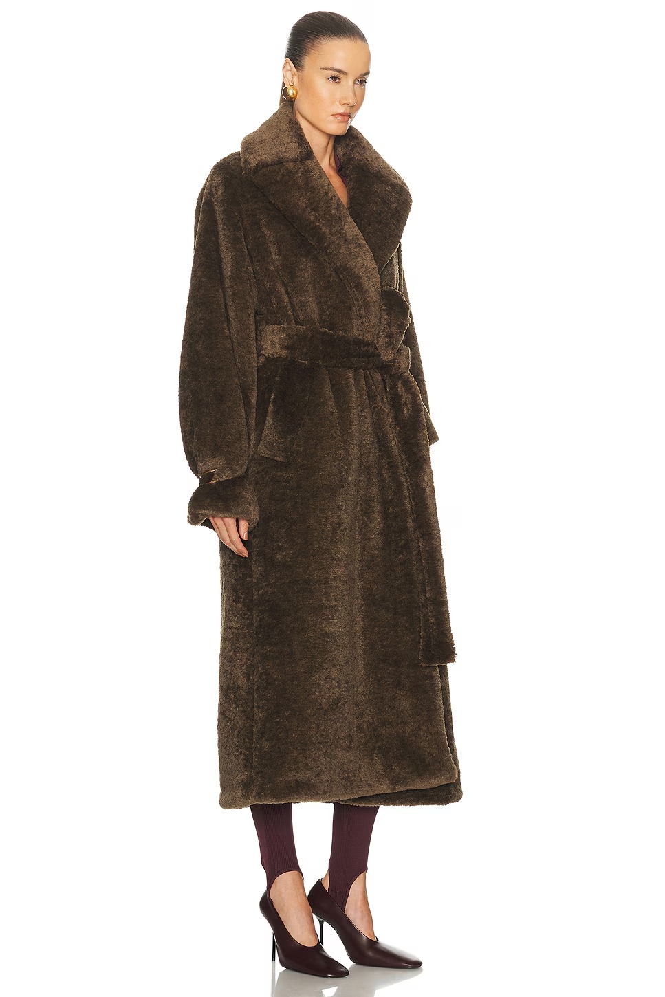 Madison Faux Fur Trench Coat Military Green