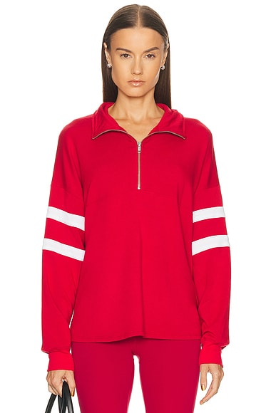 Varsity Half Zip Cinnamon & White