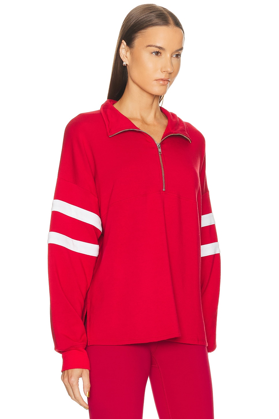 Varsity Half Zip Cinnamon & White