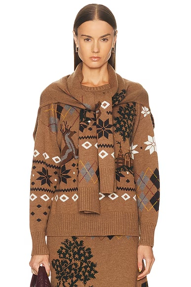 Fair Isle Crewneck Sweater Khaki