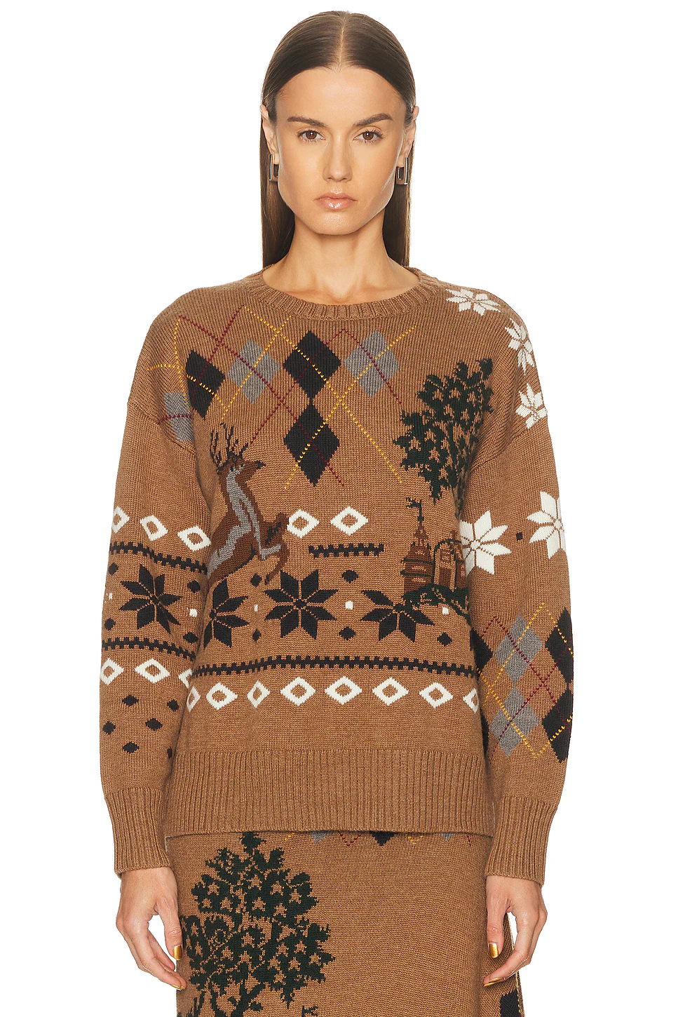 Fair Isle Crewneck Sweater Khaki