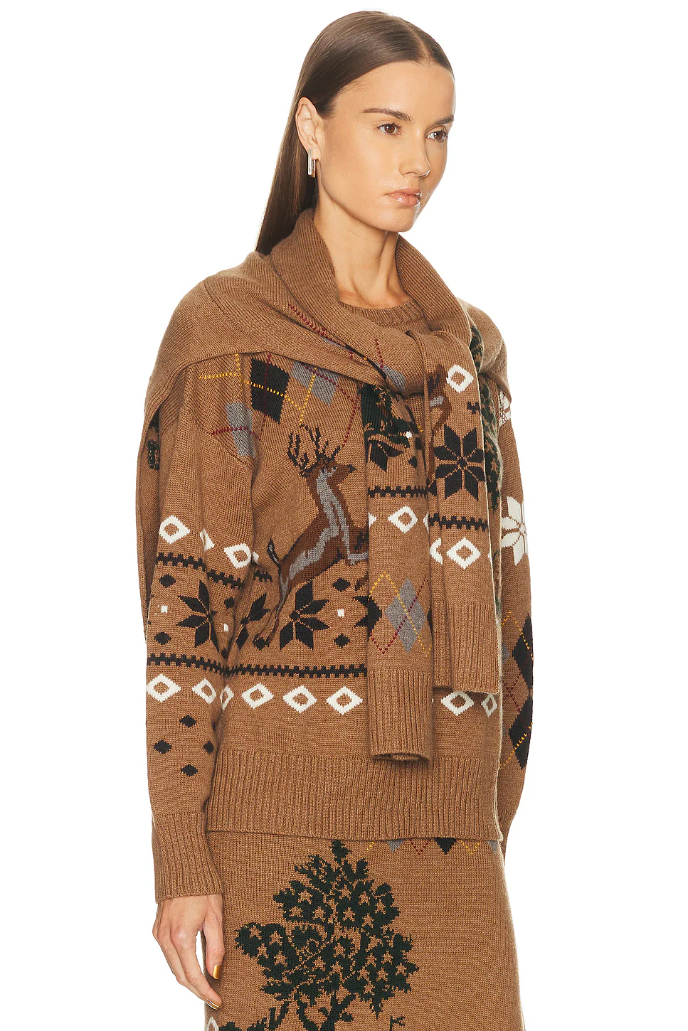 Fair Isle Crewneck Sweater Khaki