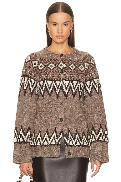 Crewneck Cardigan Mushroom Multi