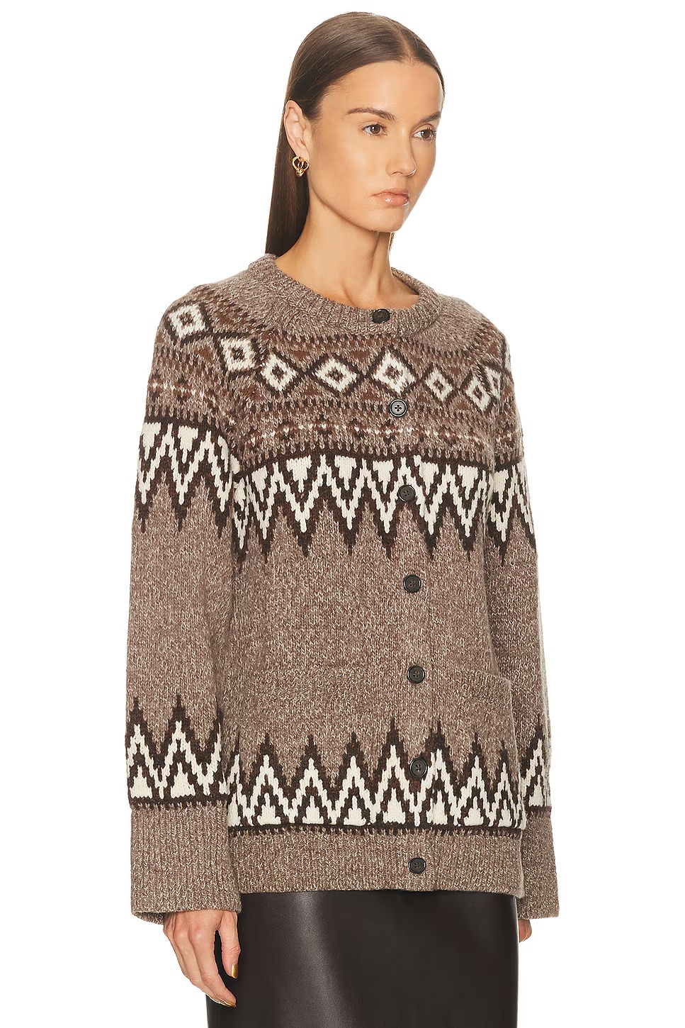 Crewneck Cardigan Mushroom Multi