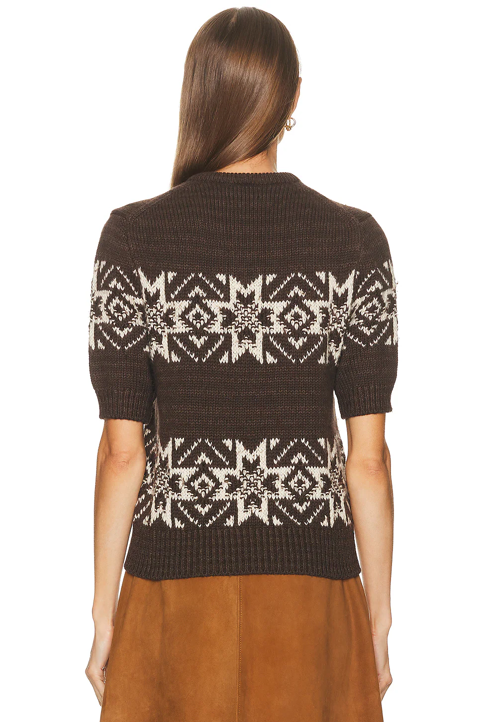 Short Sleeve Sweater Brown Multi