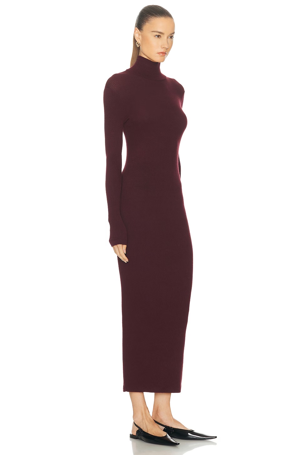 Gab Turtleneck Rib Dress Bordeaux