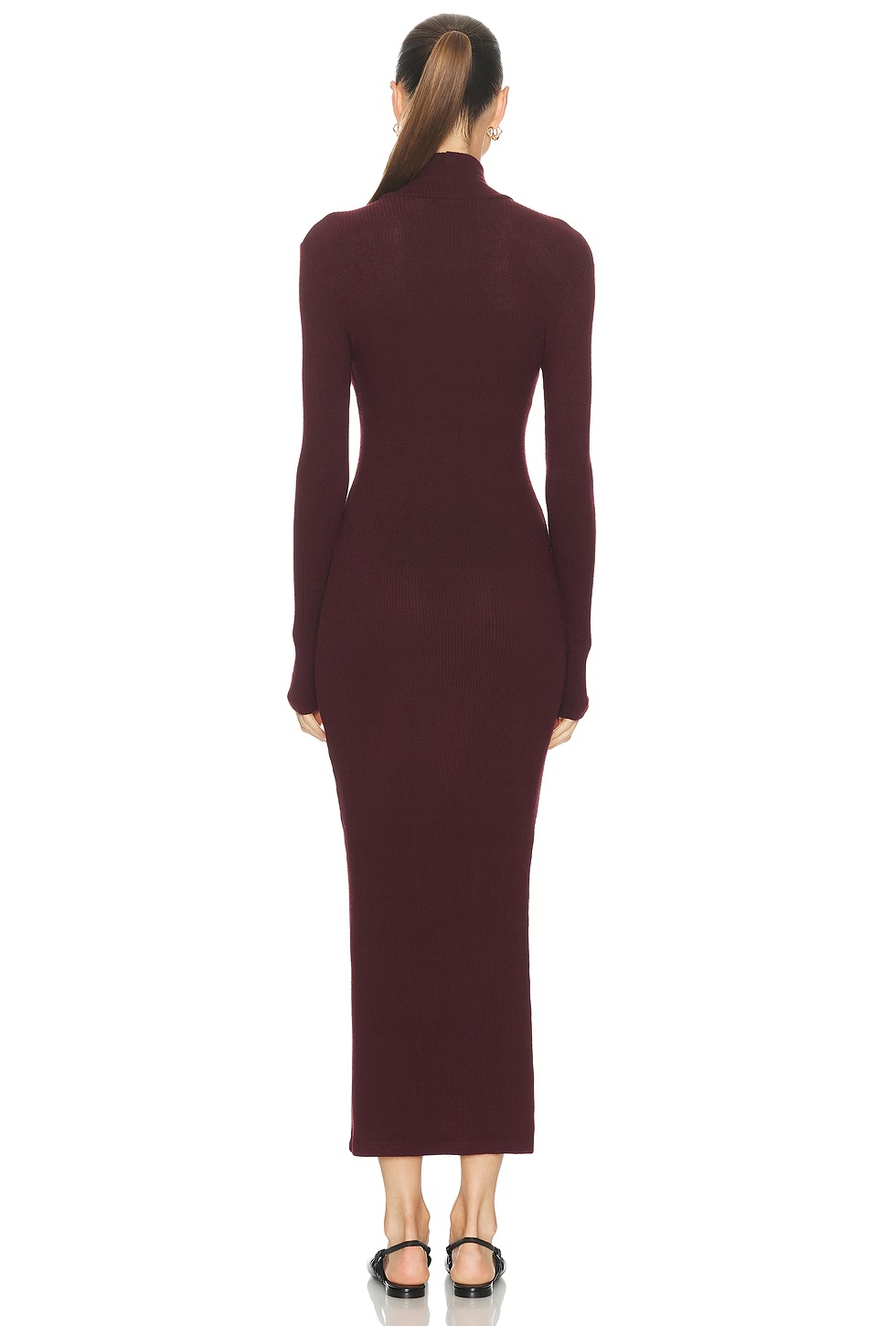 Gab Turtleneck Rib Dress Bordeaux