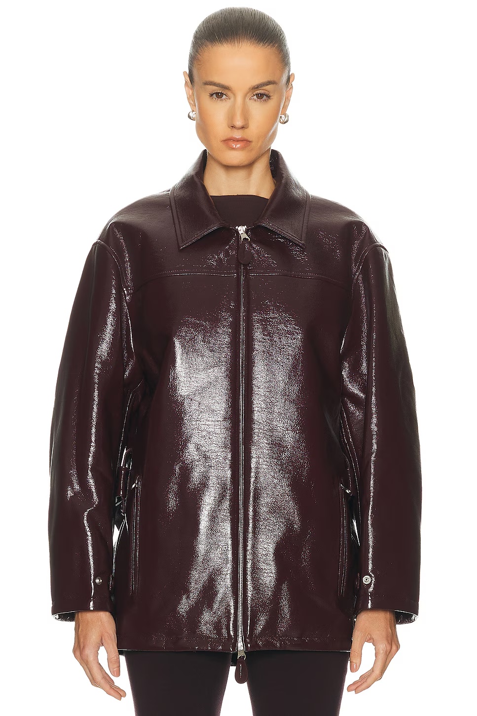 Maxi Bomber Jacket Burgundy