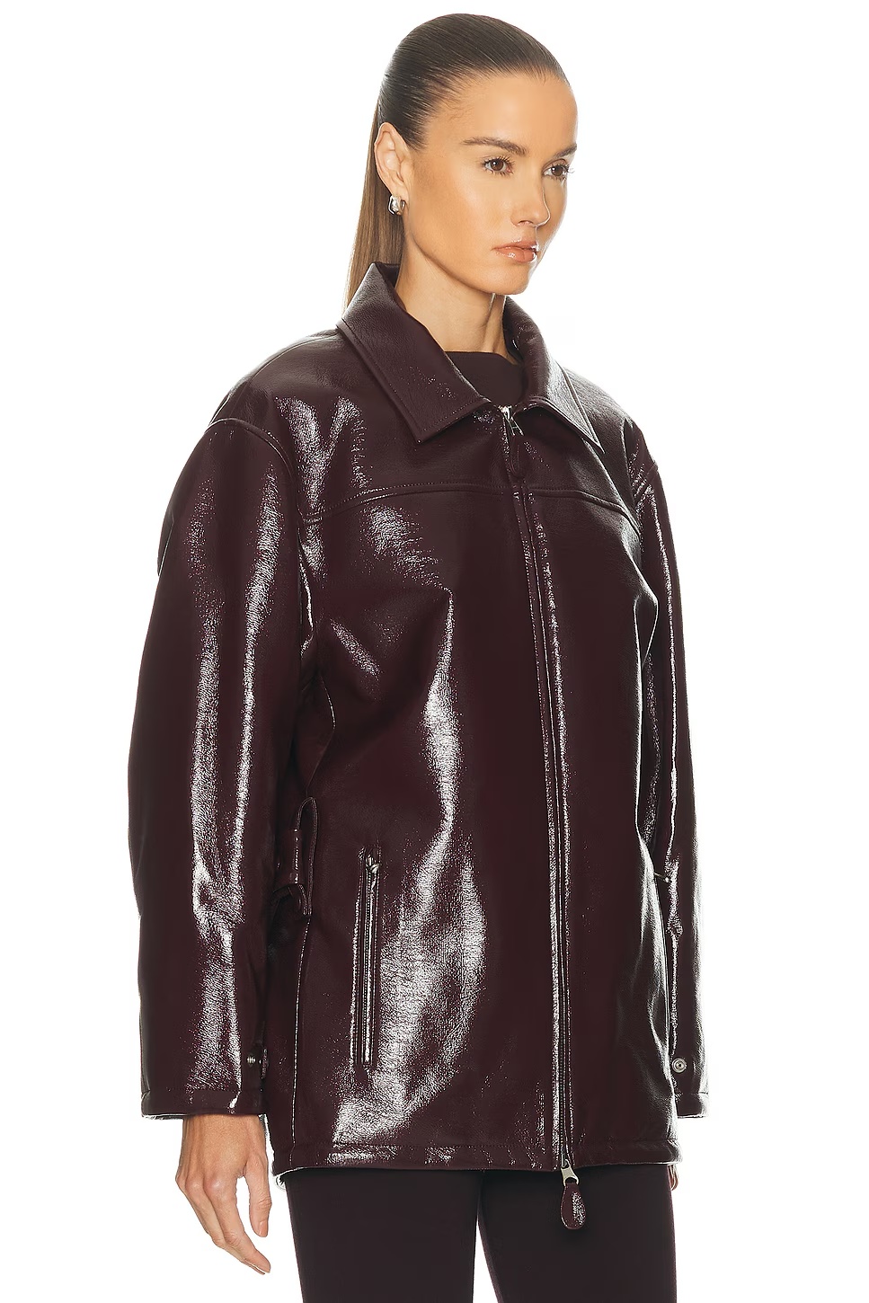 Maxi Bomber Jacket Burgundy