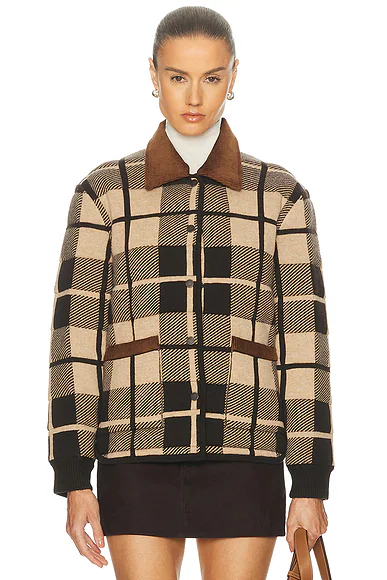 Quilted Plaid Liner Jacket Burnt Cocoa Combo