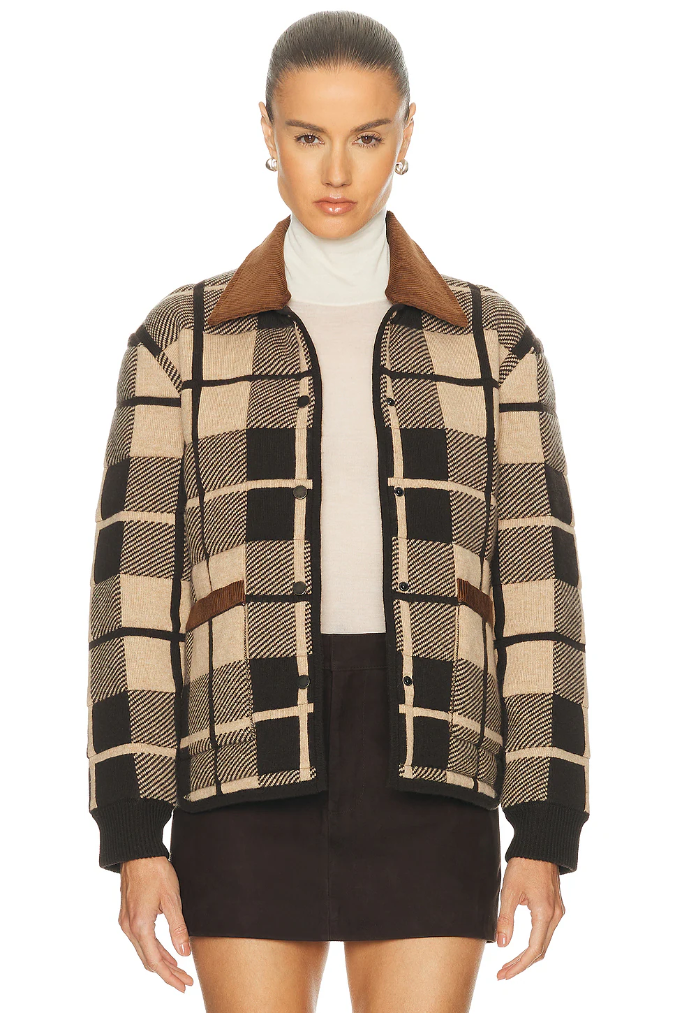 Quilted Plaid Liner Jacket Burnt Cocoa Combo