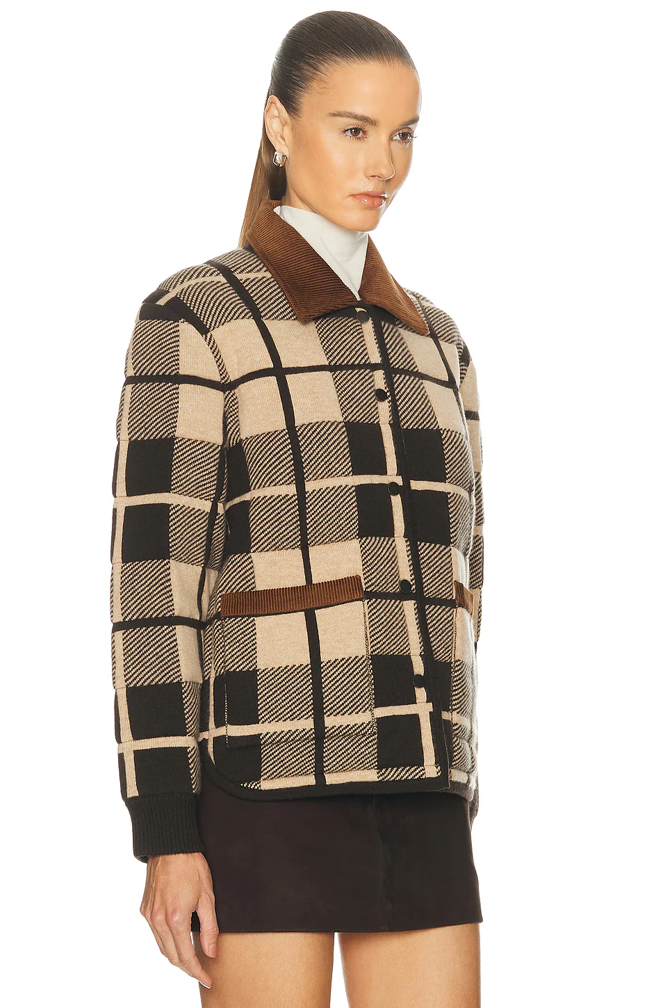 Quilted Plaid Liner Jacket Burnt Cocoa Combo