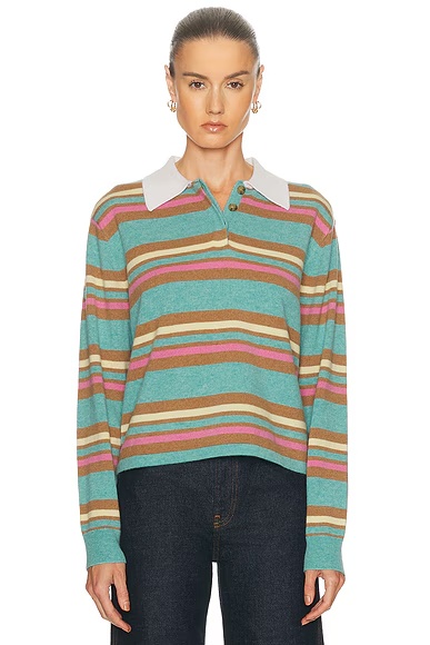Cropped Stripe Rugby Sweater Glacier Combo