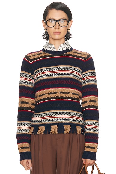 Western Stripe Crew Sweater Midnight Combo