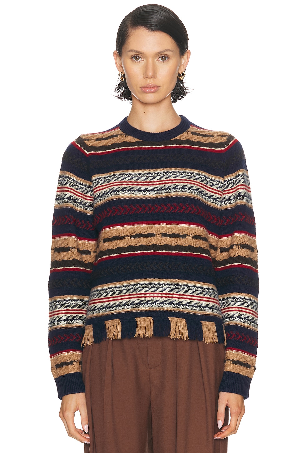 Western Stripe Crew Sweater Midnight Combo