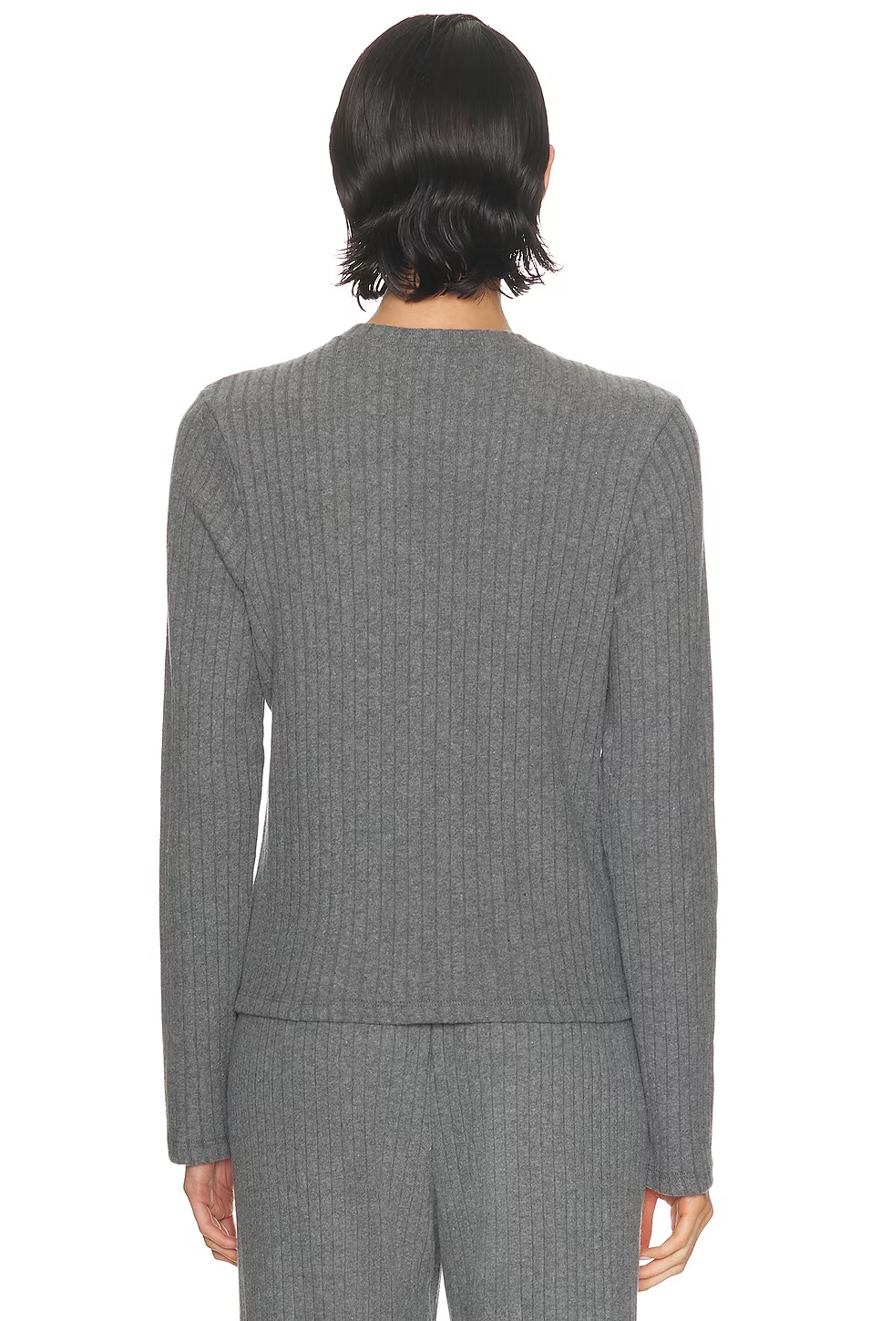 The Sweater Rib Cardi Charcoal Grey