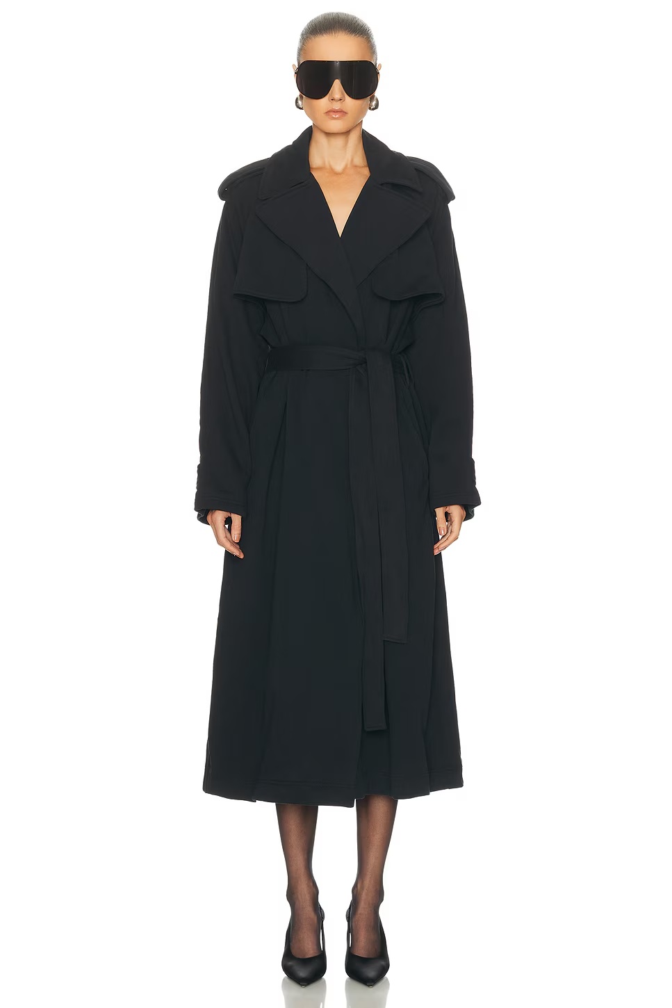 Boyfriend Fleece Trench Coat Onyx