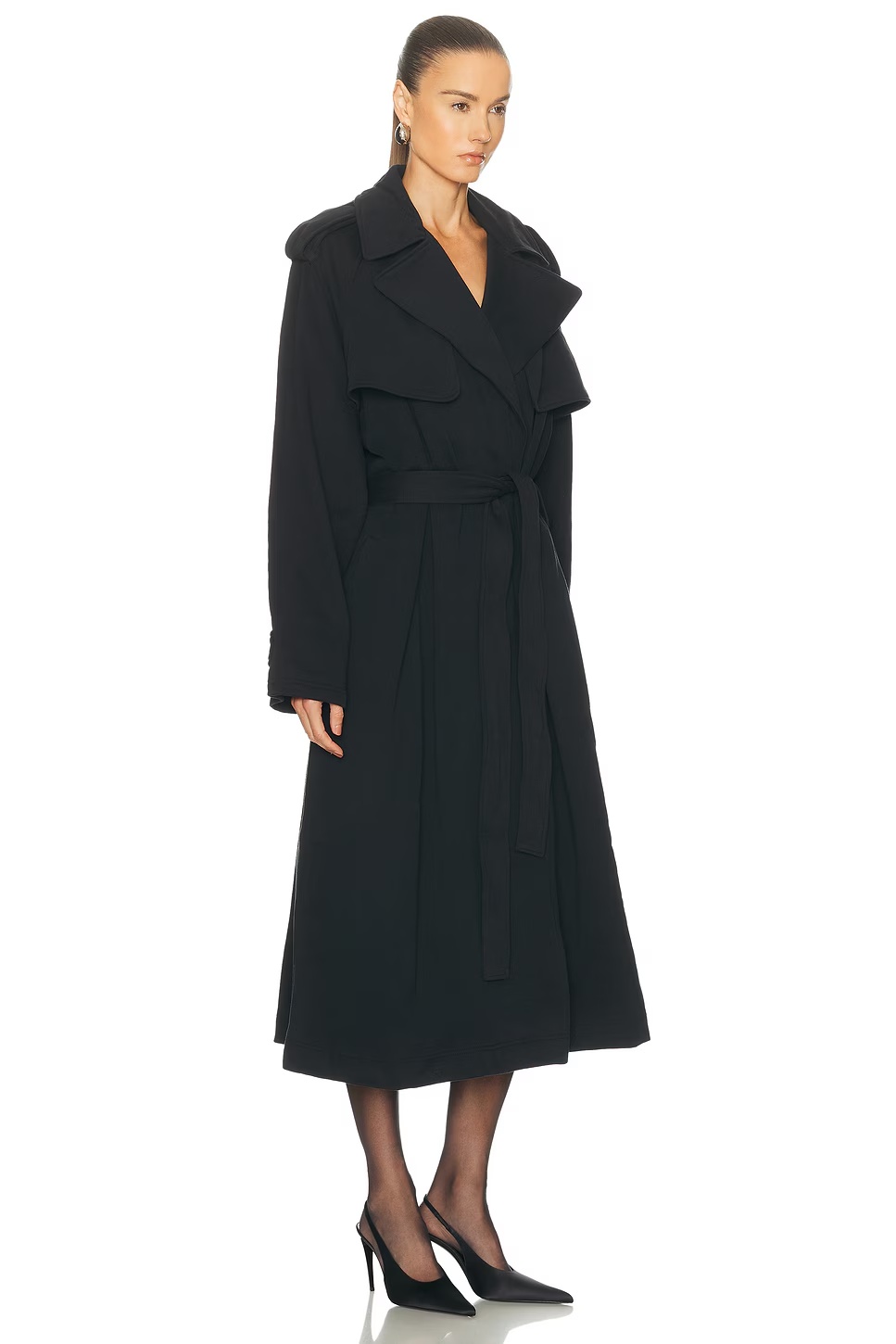 Boyfriend Fleece Trench Coat Onyx
