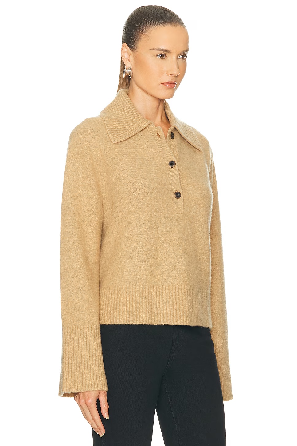 Cashmere Stevie Polo Top Camel