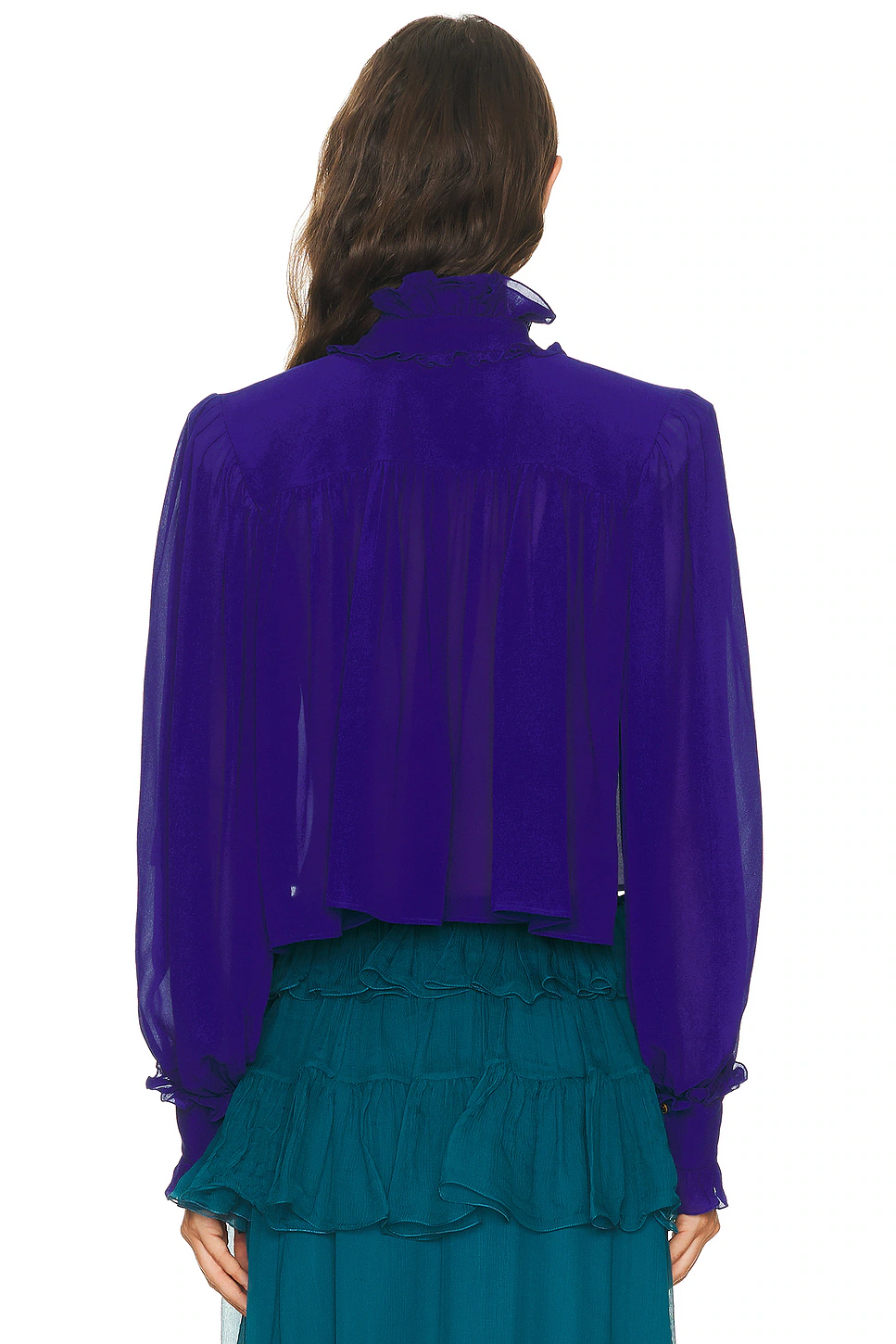 Silk Long Sleeve Top Fresh Indigo