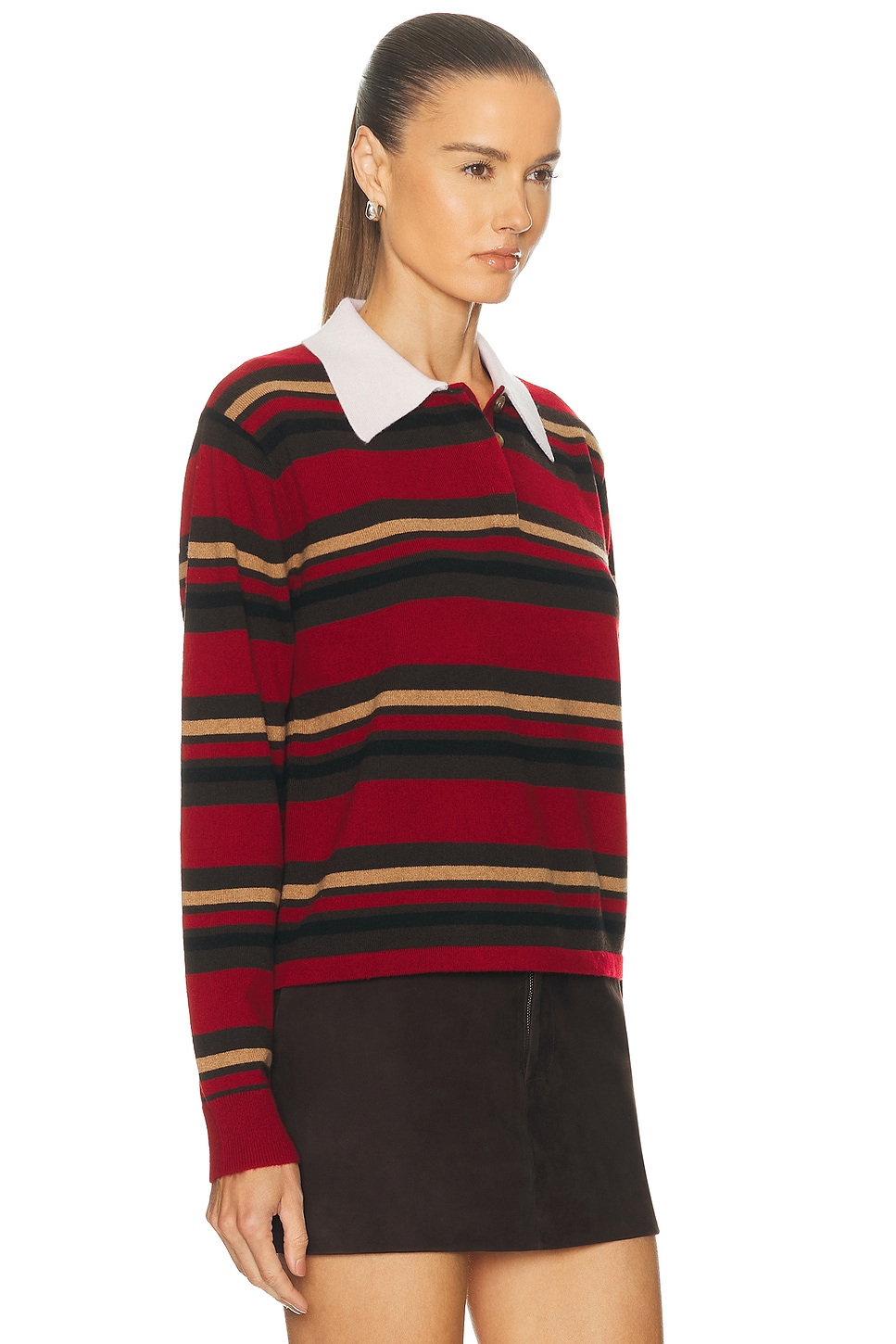 Cropped Stripe Rugby Sweater Ruby Combo