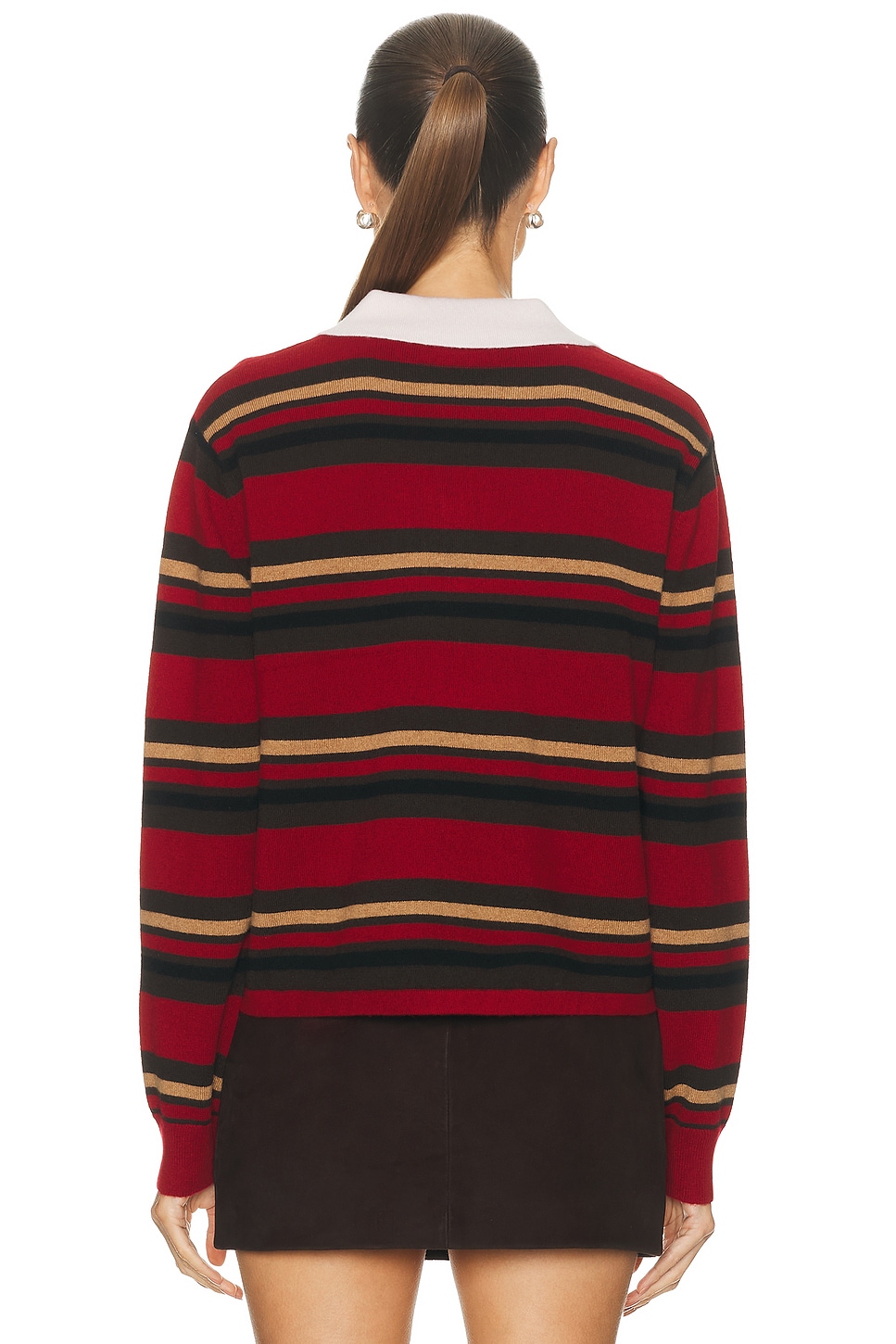 Cropped Stripe Rugby Sweater Ruby Combo