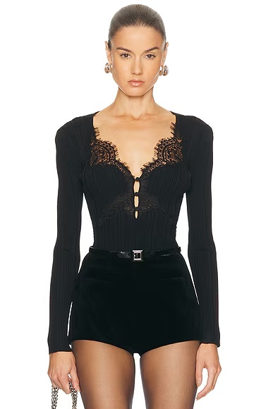 Lace Knit Top Black