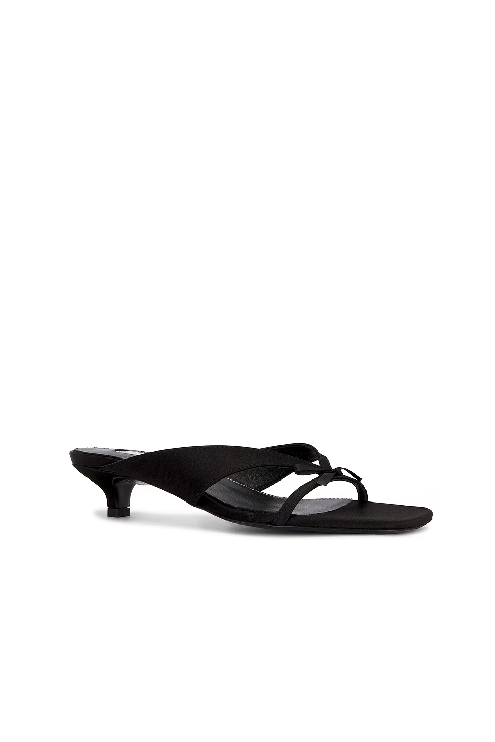 Bow Satin Sandals Black