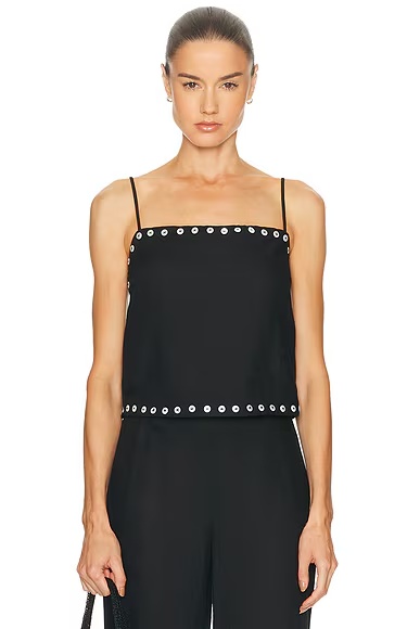 Kirra Linen Tank Top Black