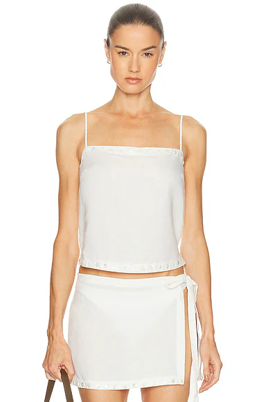 Kirra Linen Tank Top Ivory