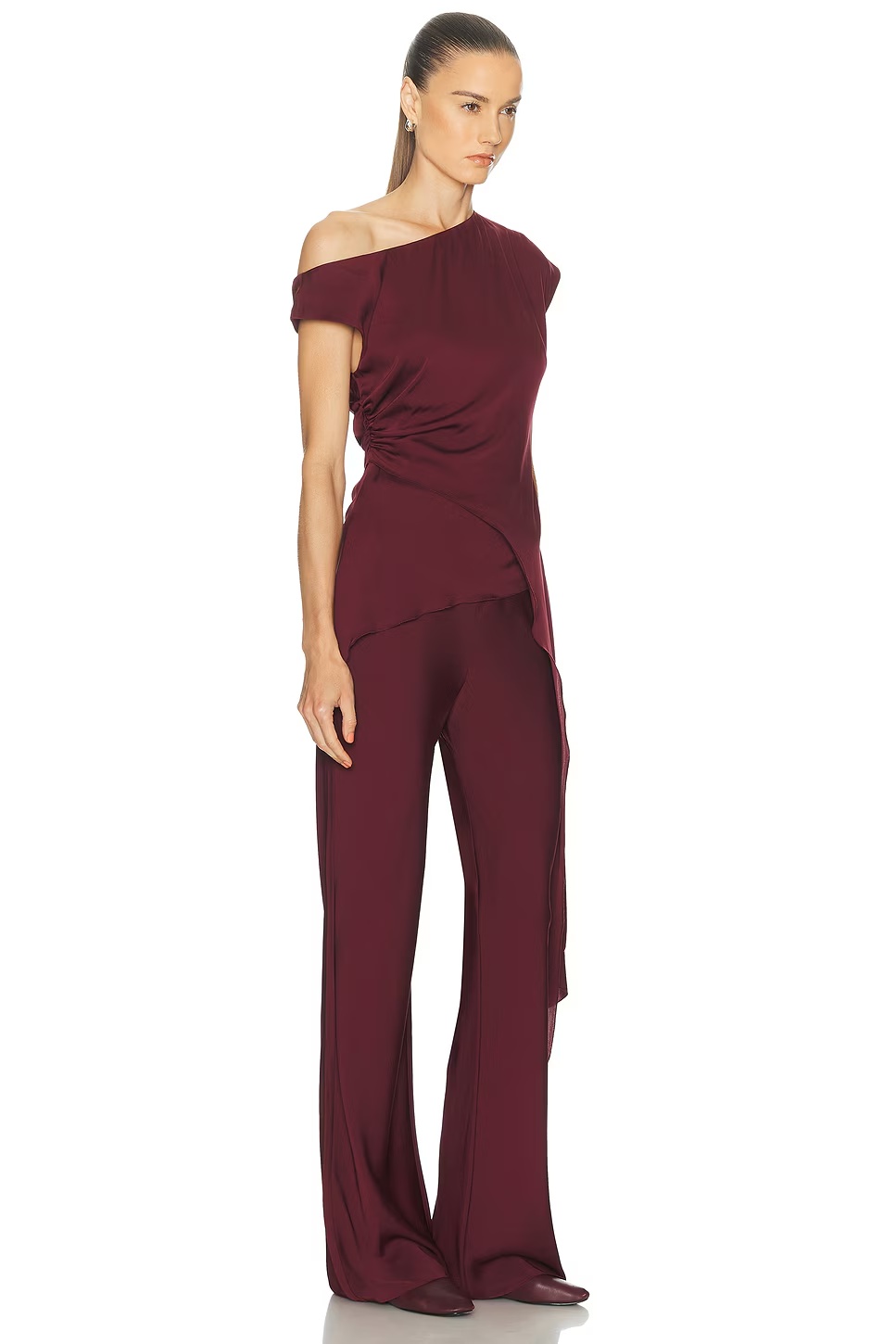 Selena Silk Top Oxblood