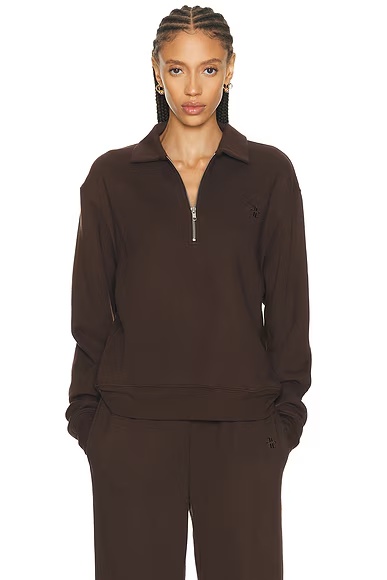 Zip-up Polo Sweatshirt Espresso