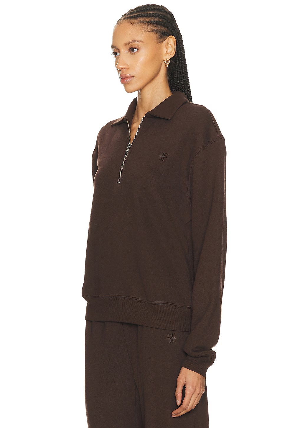 Zip-up Polo Sweatshirt Espresso