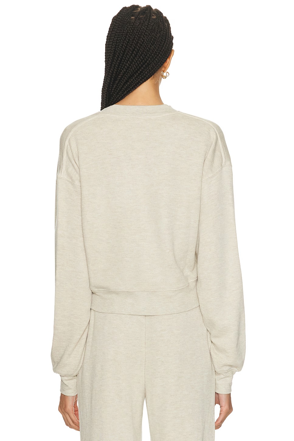 Cropped V-Neck Sweatshirt Heather Oatmeal