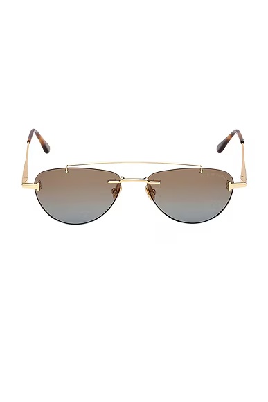 Pilot Sunglasses Shiny Yellow Gold & Brown