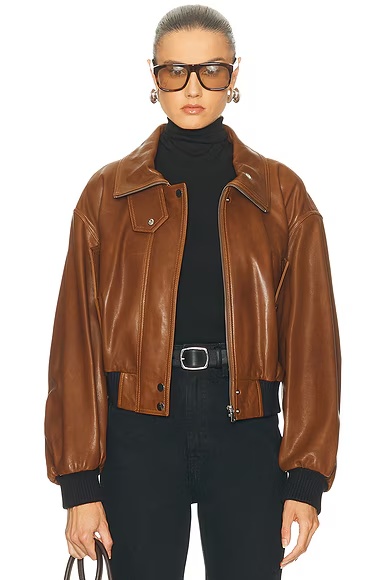 Briar Cropped Bomber Jacket Praline Patina