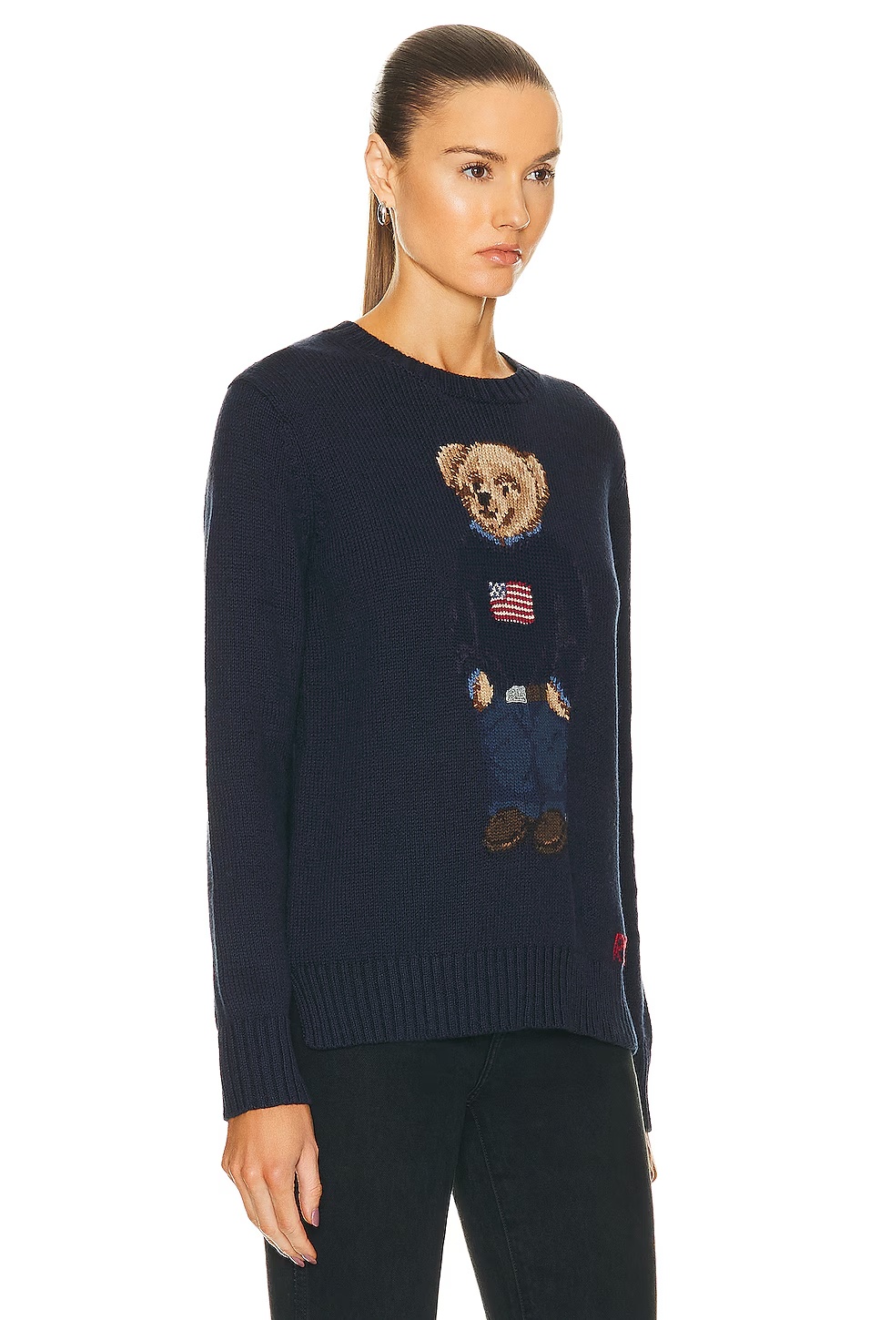 Bear Long Sleeve Pullover Sweater Navy Multi