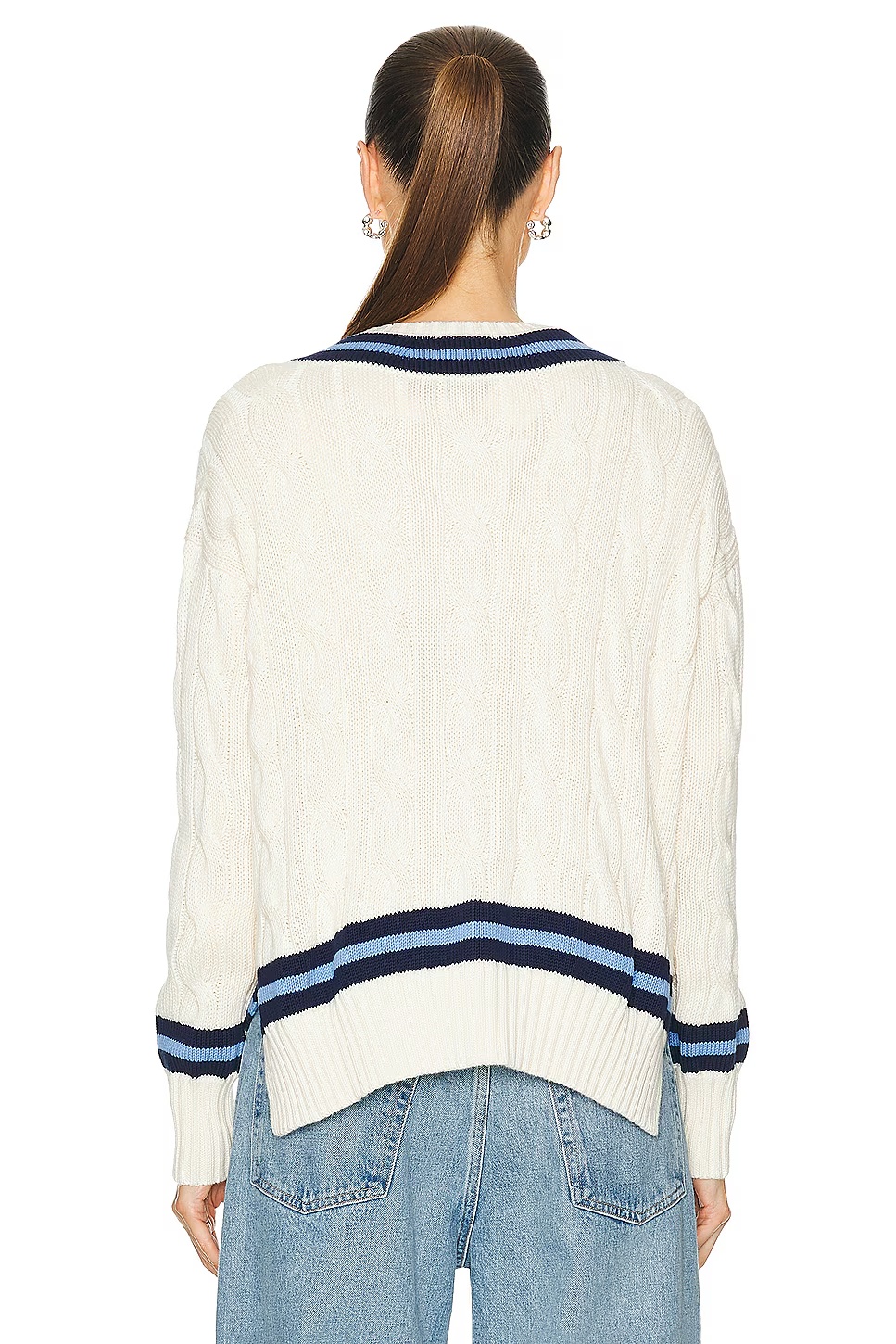 Cricket Pullover Sweater Cream & Navy Stripe