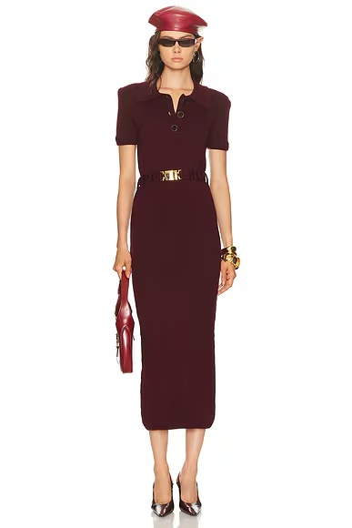 Short Sleeve Long Dress Bordeaux