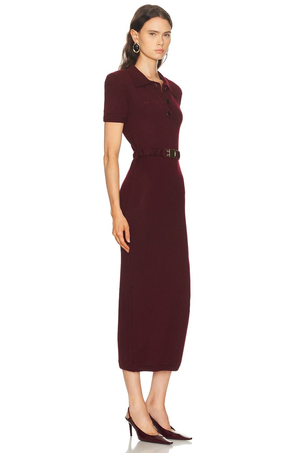 Short Sleeve Long Dress Bordeaux