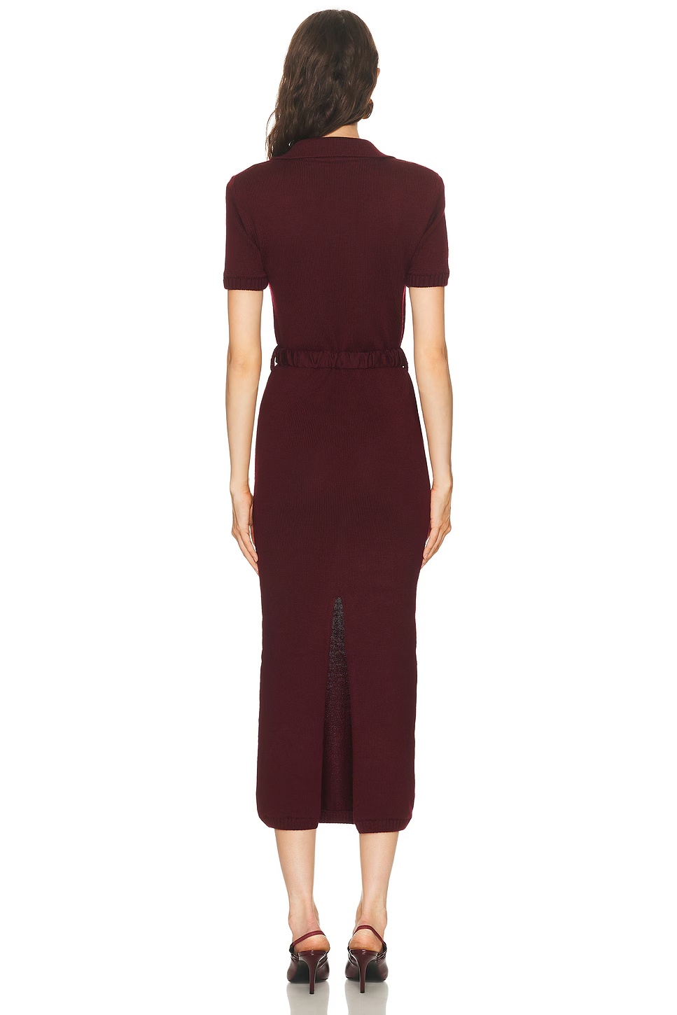 Short Sleeve Long Dress Bordeaux