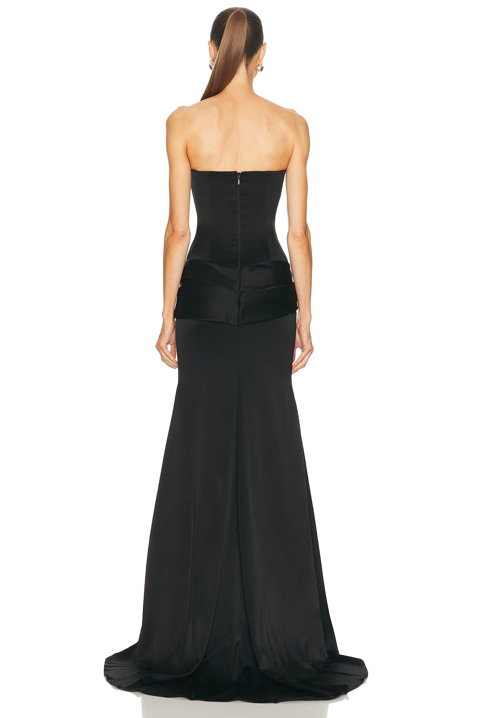 Strapless Curved Corset Drape Gown Black 4 Strapless Curved Corset Drape Gown Black