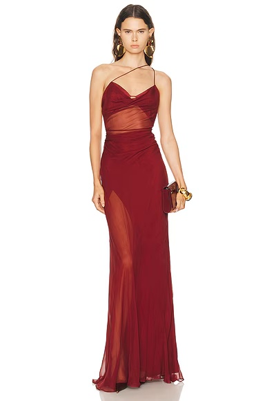 Strappy Diaphanous Gown Brick