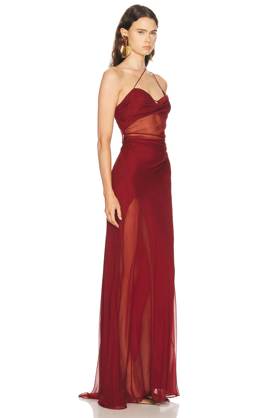 Strappy Diaphanous Gown Brick