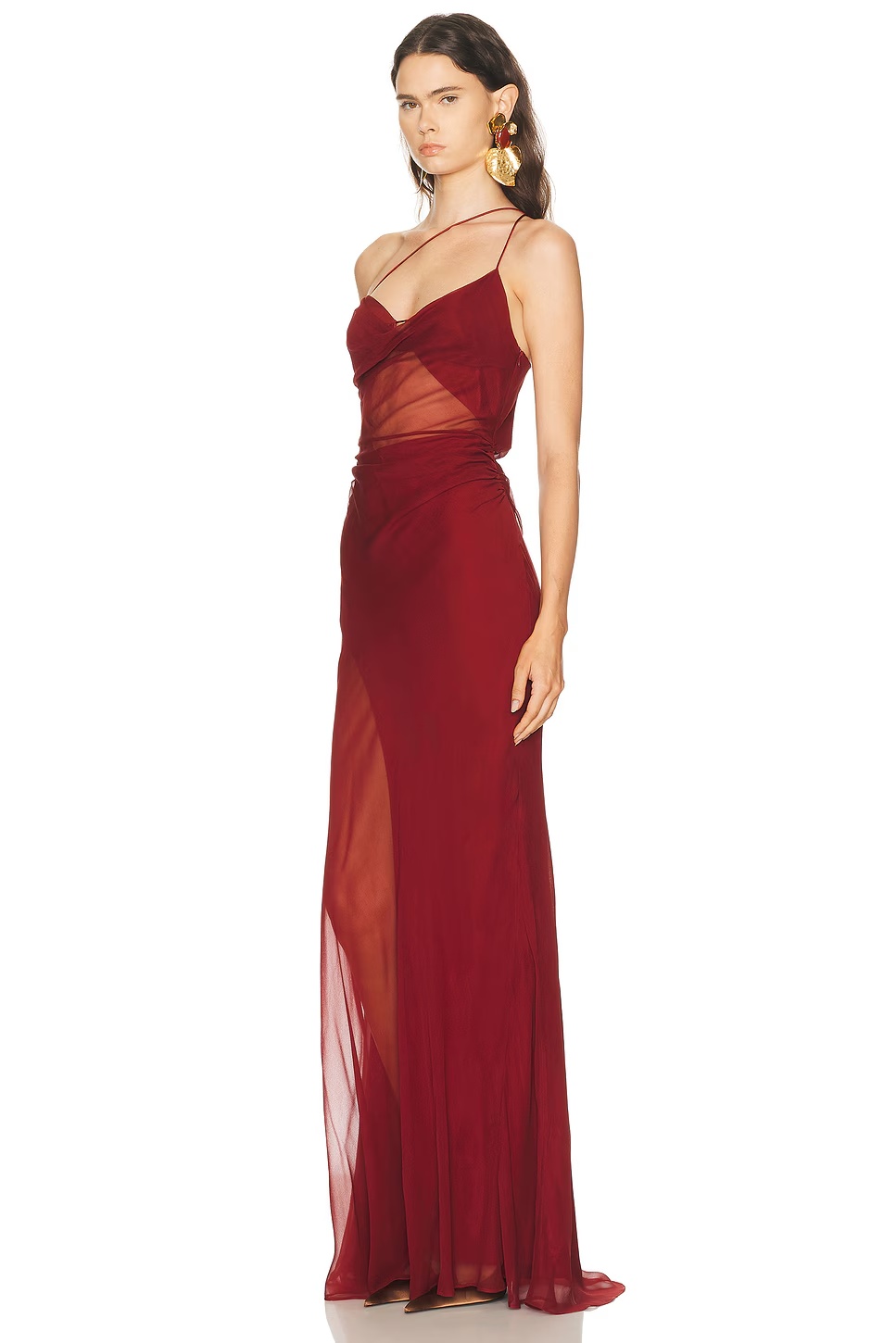 Strappy Diaphanous Gown Brick