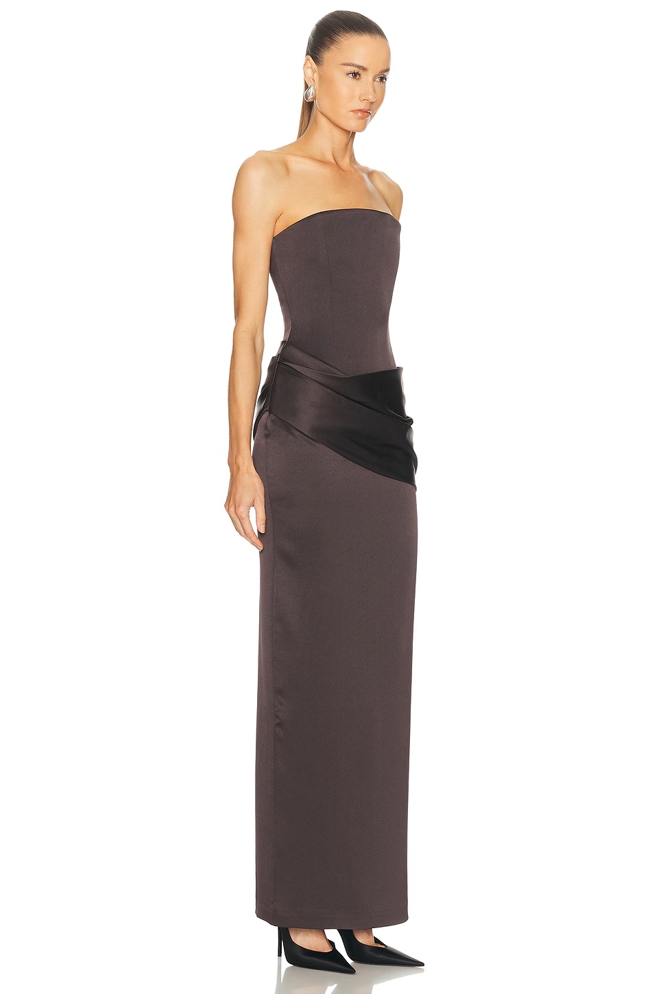 Strapless Curved Corset Drape Column Dress Fig 2 Strapless Curved Corset Drape Column Dress Fig