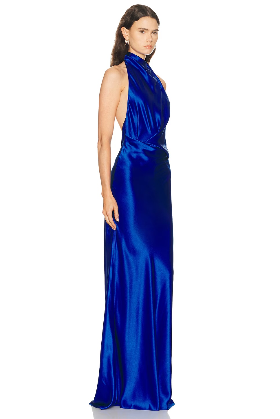 Halter Drape Bias Gown Sapphire