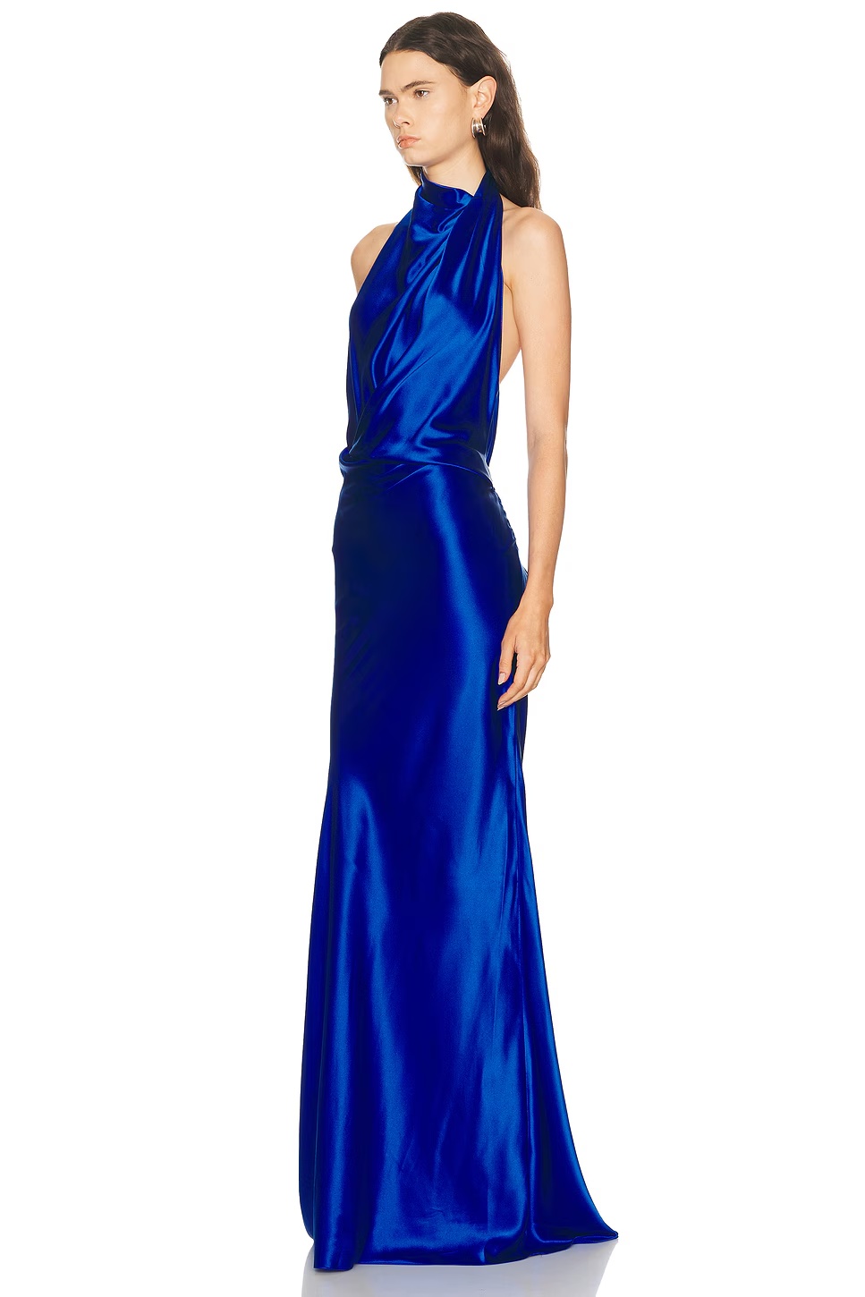 Halter Drape Bias Gown Sapphire