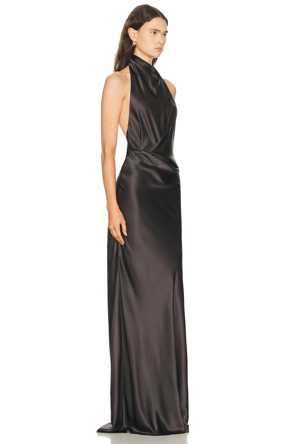 Halter Drape Bias Gown Carbon